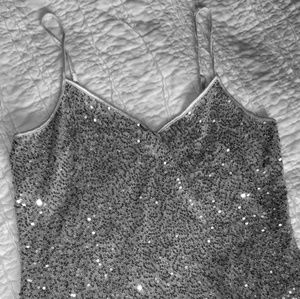Sequined silver tank